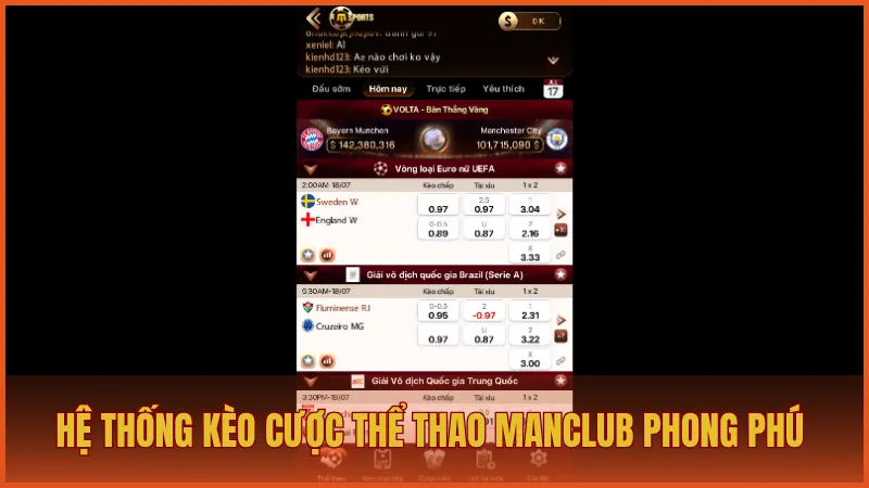 Thể thao ManClub – Trải nghiệm cuồng nhiệt trên mọi giải đấu 4 Hệ thống kèo cược thể thao phong phú và đầy đủ của Man Club