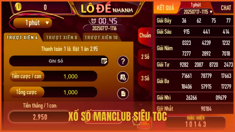 Xổ số ManClub: Giải trí với cơ hội đổi đời mỗi ngày 3 Xổ số ManClub siêu tốc cho bạn cơ hội quay số liên tục siêu nhanh